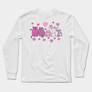 Five Cute Love Cats Long Sleeve T-Shirt